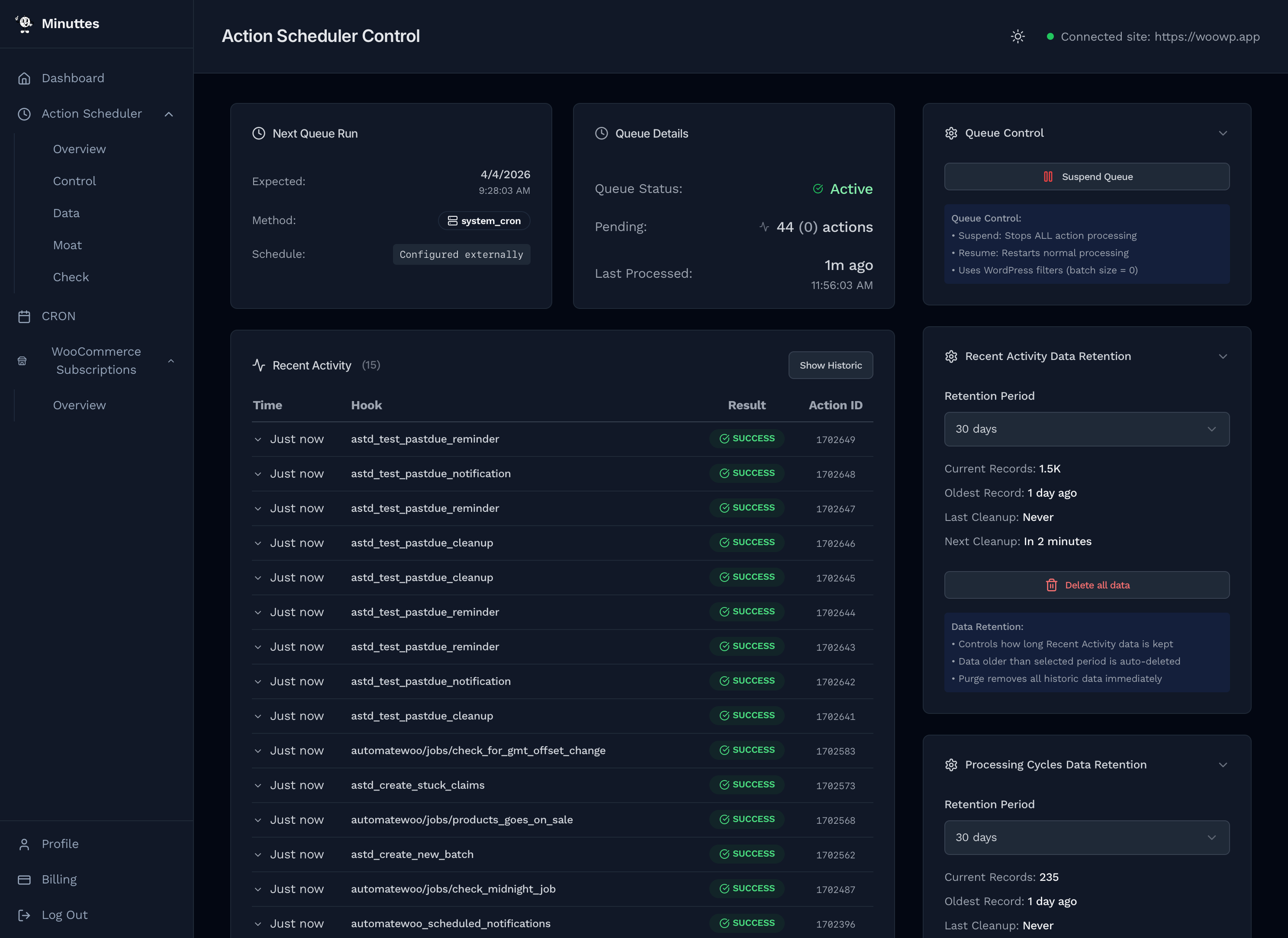 Action Scheduler Control